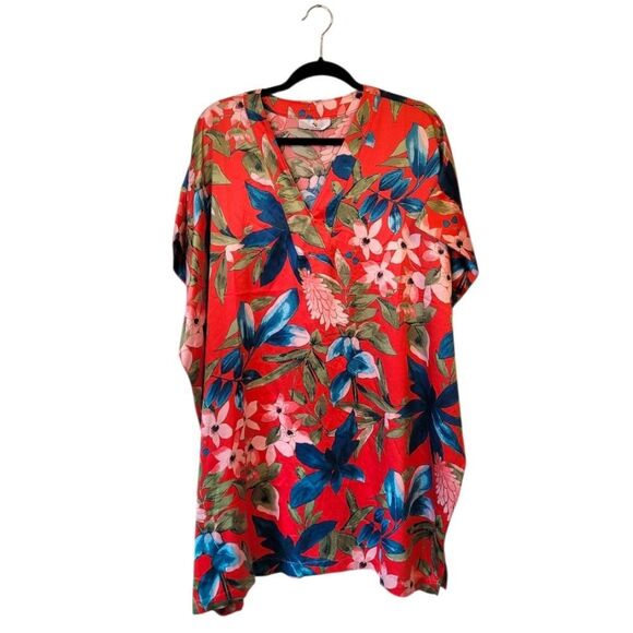 Natori Women's Red Floral Flowy Kaftan Size S - Picture 1 of 5